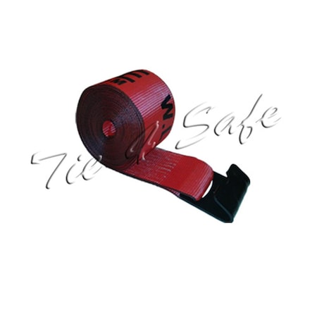 Tie 4 Safe 4 in. x 30 ft. Winch Straps with Black Flat Hook, Red - 2 Piece TI565118